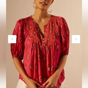 Anthropologie Drapey Henley Pullover  - Size XXS